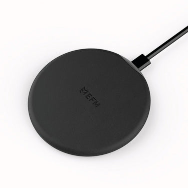 EFM Leather Wireless Charge Pad 15W Qi WPC Certified with USB Wall Adapter - Black